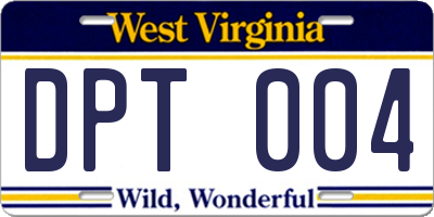 WV license plate DPT004