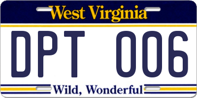 WV license plate DPT006