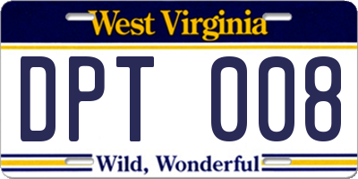 WV license plate DPT008