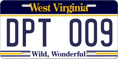 WV license plate DPT009