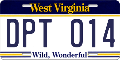 WV license plate DPT014
