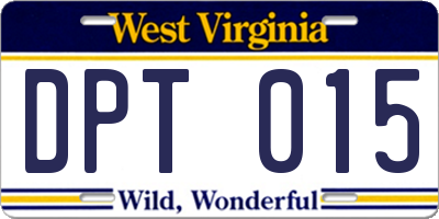 WV license plate DPT015