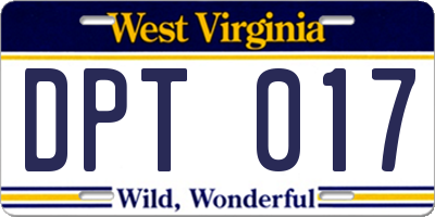 WV license plate DPT017