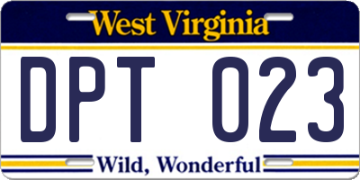 WV license plate DPT023