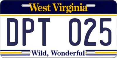 WV license plate DPT025