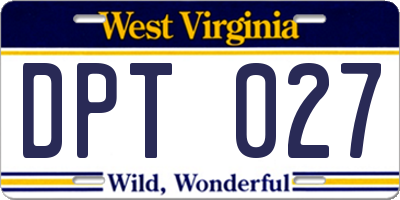 WV license plate DPT027