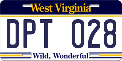 WV license plate DPT028