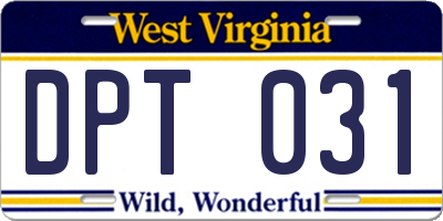 WV license plate DPT031
