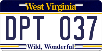WV license plate DPT037