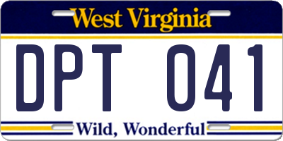 WV license plate DPT041