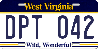 WV license plate DPT042