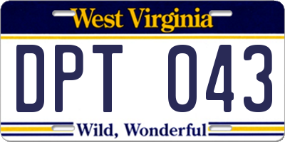 WV license plate DPT043