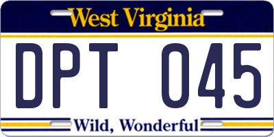 WV license plate DPT045