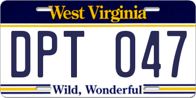 WV license plate DPT047