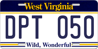 WV license plate DPT050