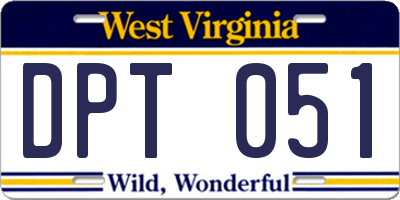 WV license plate DPT051