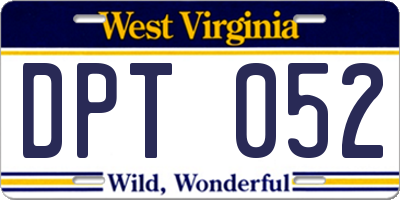 WV license plate DPT052