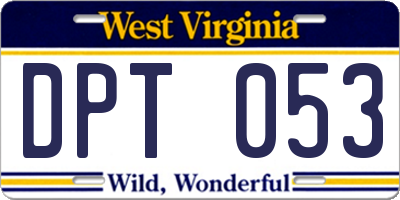 WV license plate DPT053