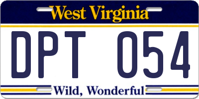 WV license plate DPT054