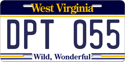 WV license plate DPT055