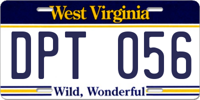 WV license plate DPT056