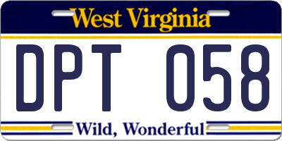 WV license plate DPT058