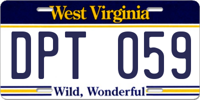 WV license plate DPT059