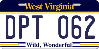 WV license plate DPT062
