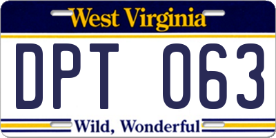 WV license plate DPT063