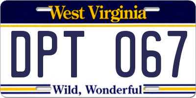 WV license plate DPT067