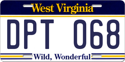 WV license plate DPT068