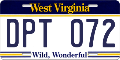 WV license plate DPT072