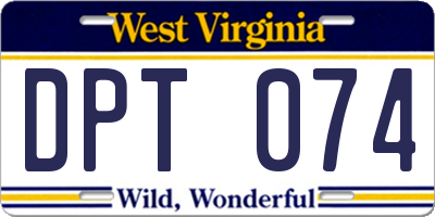WV license plate DPT074