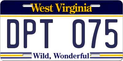 WV license plate DPT075