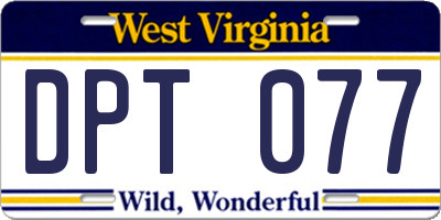 WV license plate DPT077