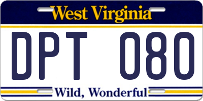 WV license plate DPT080