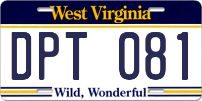 WV license plate DPT081