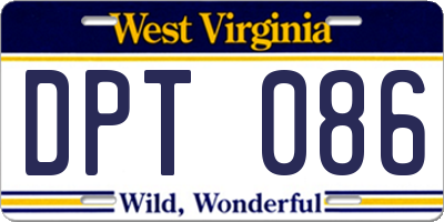 WV license plate DPT086