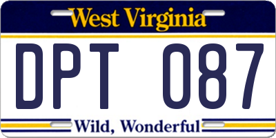WV license plate DPT087