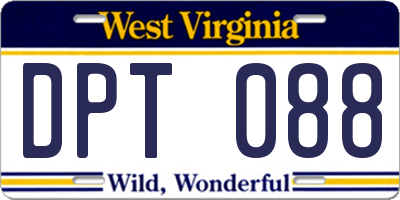WV license plate DPT088