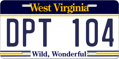 WV license plate DPT104