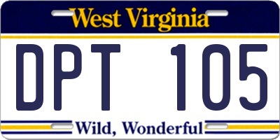 WV license plate DPT105