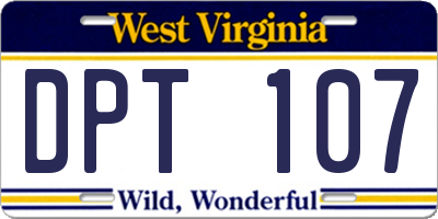 WV license plate DPT107