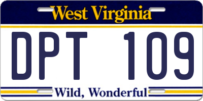 WV license plate DPT109