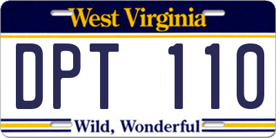 WV license plate DPT110