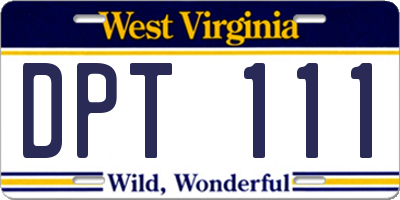 WV license plate DPT111