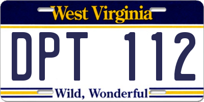 WV license plate DPT112