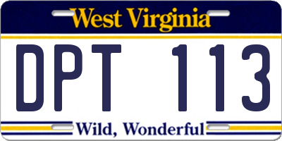 WV license plate DPT113