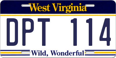 WV license plate DPT114