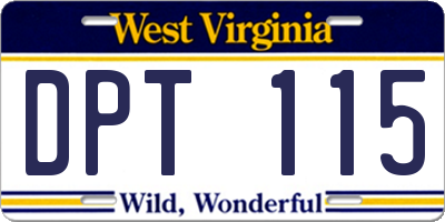 WV license plate DPT115